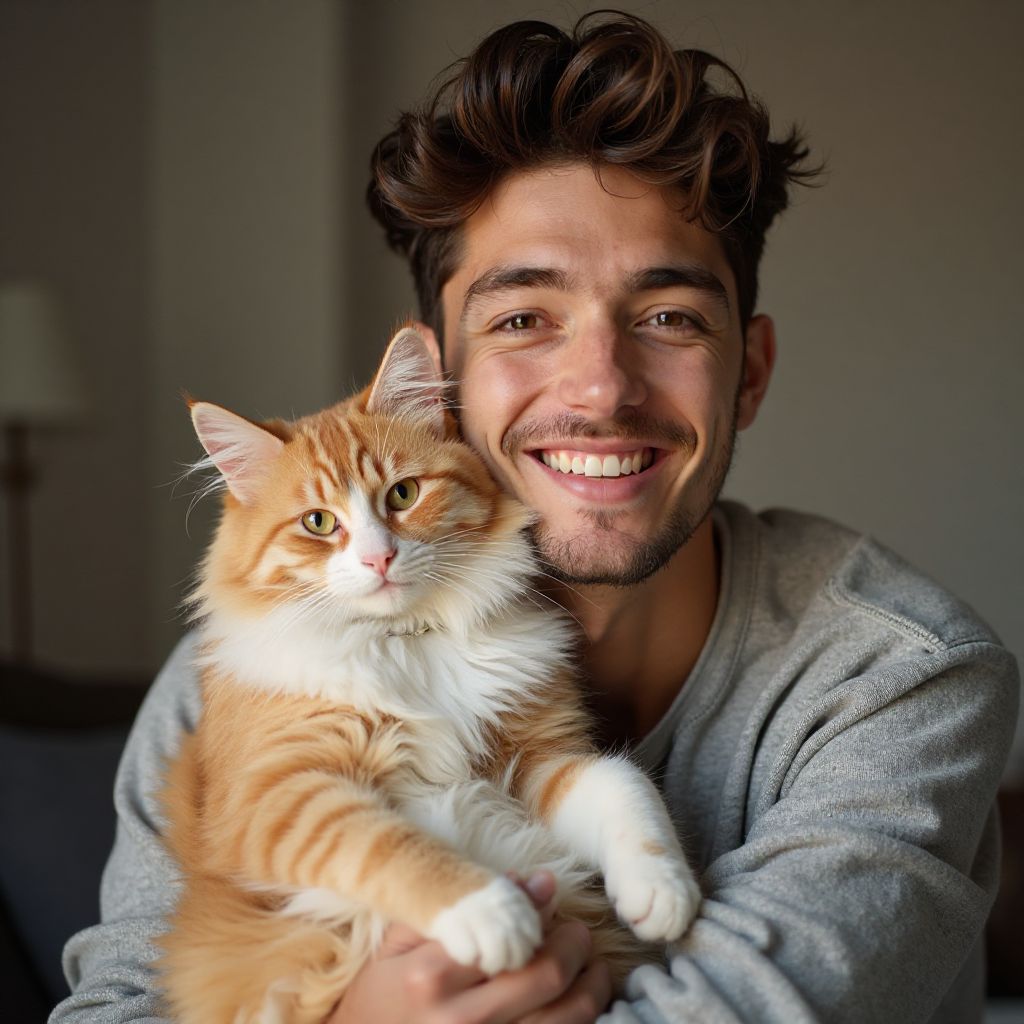 Michael Davis with his cat